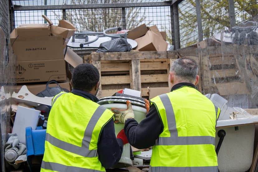 bulky waste collection Eastbourne workers loading household waste into truck