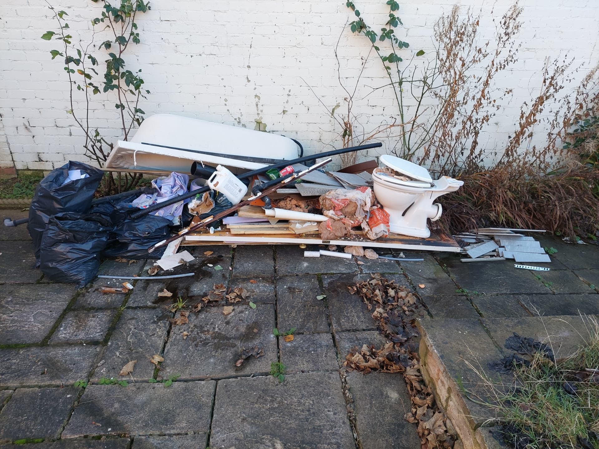 DIY and rubble waste from a home renovation