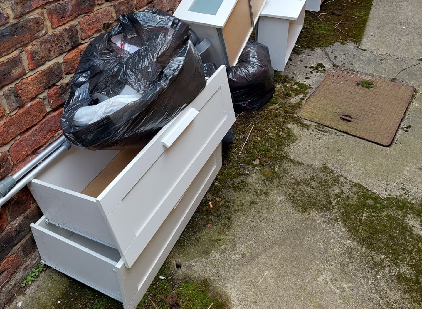 pile of household rubbish and bulky waste outside property in Croydon