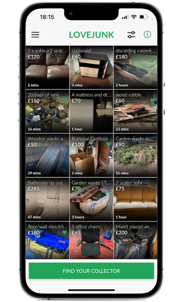 phone showing examples of furniture removal in Sheffield