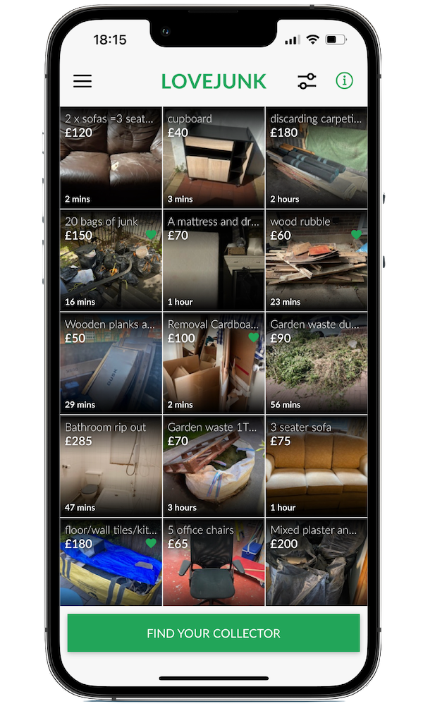 phone showing examples of furniture removal in Lambeth