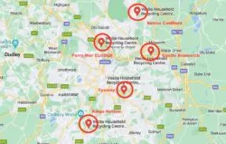 Location Map of the Birmingham Recycling Centres