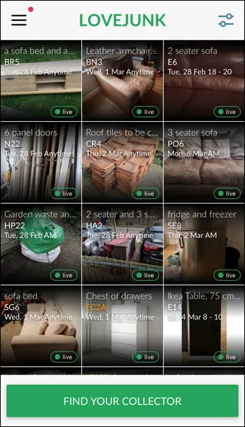 lovejunk find free furniture