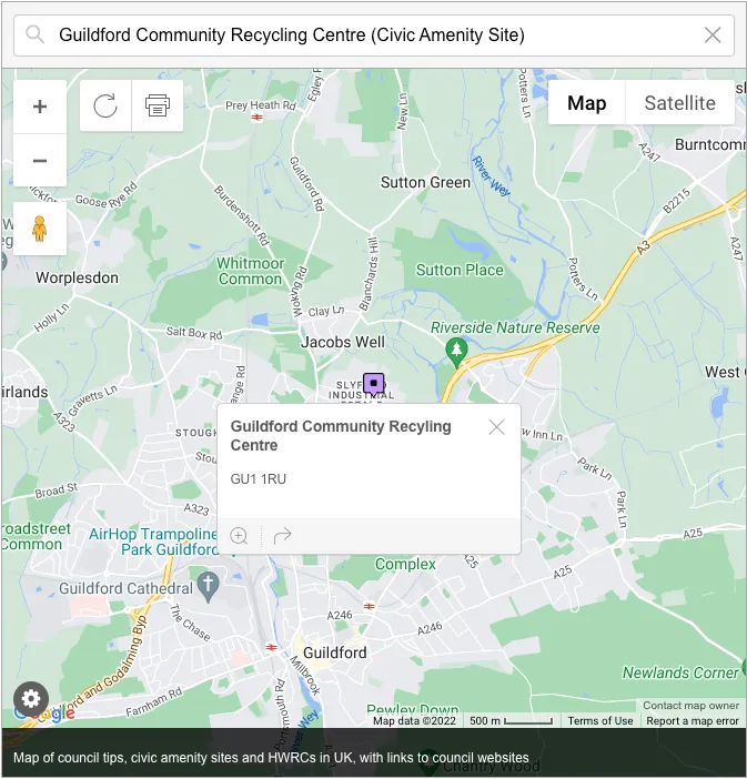 guildford recycling centre map
