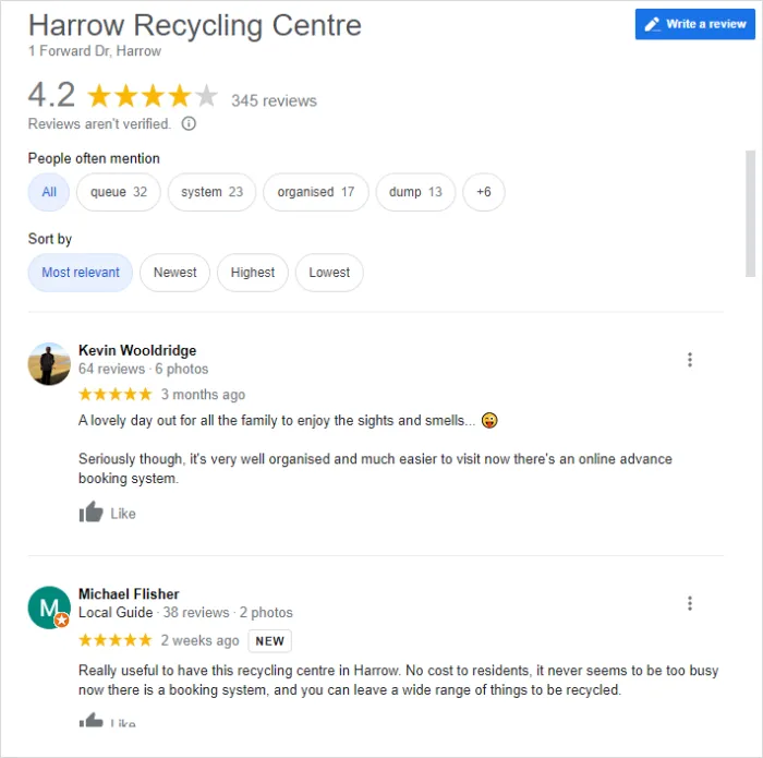 reviews for harrow recycling centre