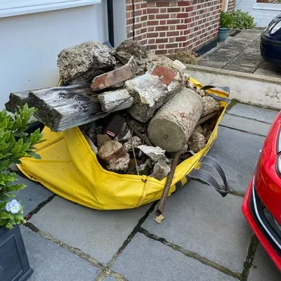 hippobag ready for collection full of wood and rubble