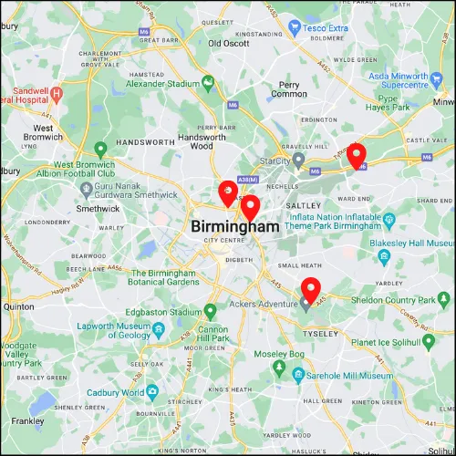 self storage map for house clearance birmingham