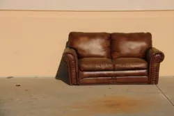 old brown leather sofa