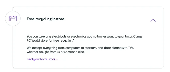 currys takeback service retailer dishwasher
