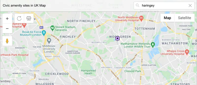 map of councils tips in haringey
