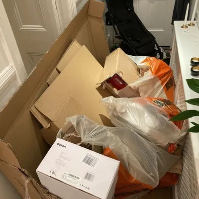 pile of cardboard of plastic disposal £50