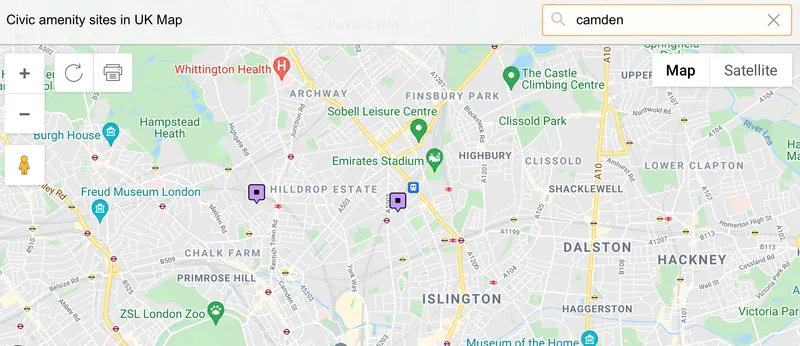 map of Camden tips 