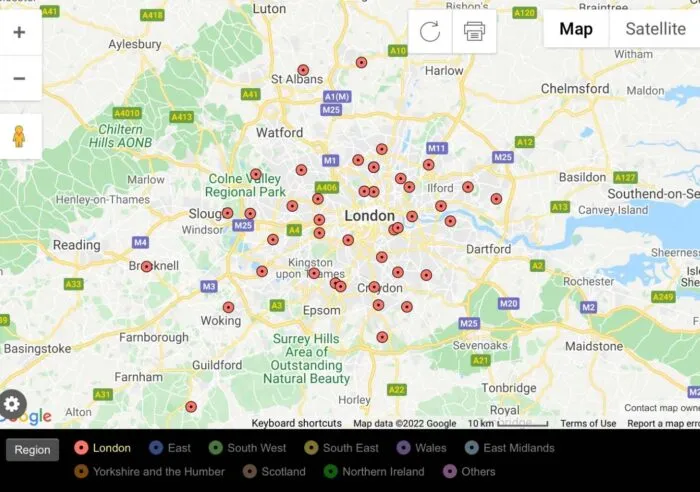 map of London tips
