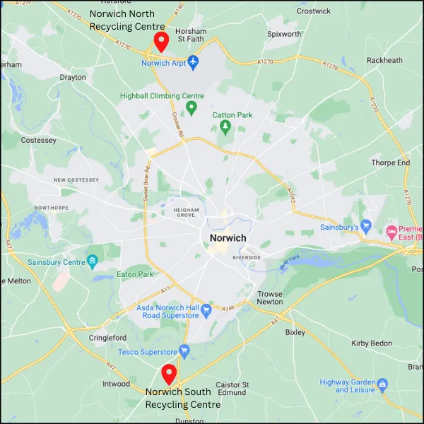 norwich recycling centre location map
