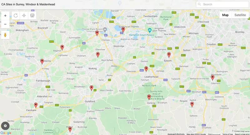 map of council tips in Windsor and maidenhead 