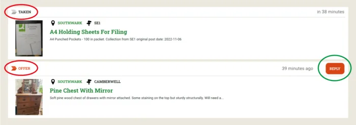 get an item on freecycle
