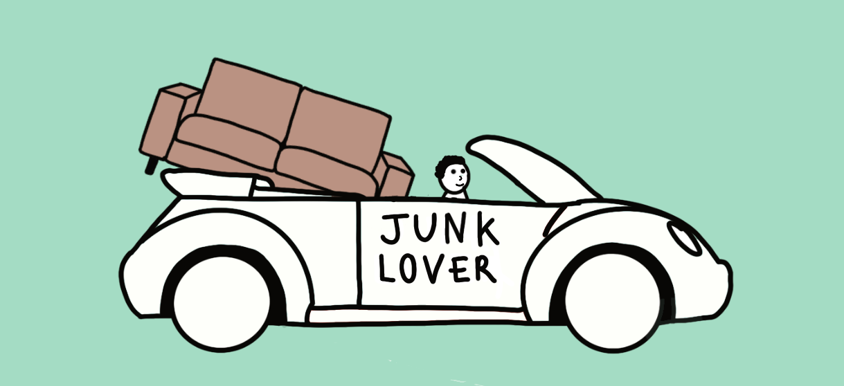 Junk lover car with free furniture in back
