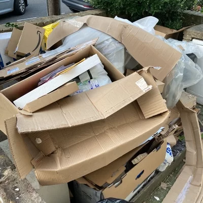 cardboard and a mix of household rubbish collected £55